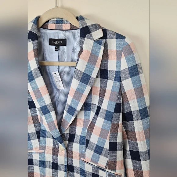 NWT Talbots Vivid Plaid Blazer Jacket Preppy Womens Size Petite 2P - Picture 4 of 13